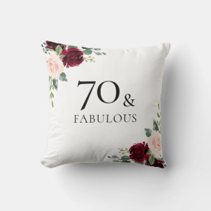 Blush Burgundy Blume Frauen 70. Geburtstagsgeschen Kissen