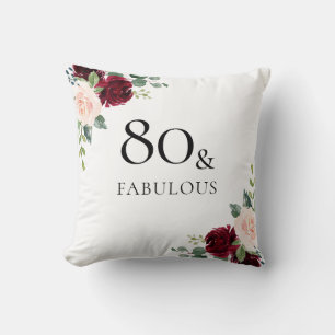 Blush Burgundy Blume Frauen 80. Geburtstagsgeschen Kissen