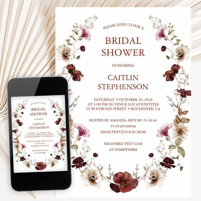 Blush Burgundy Bridal Dusche Einladung (Von Creator hochgeladen)