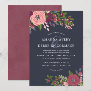 Blush & Burgundy - Einladung zur Hochzeit in dunke