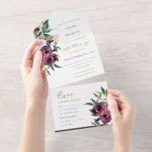 BLUSH BURGUNDY FLORAL BUNCH WATERCOLOR WEDD ALL