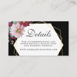 Blush Burgundy Floral Gold Geometric Black Wedding Begleitkarte
