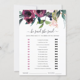 Blush Burgundy Floral sagte er sagte, sie sagte Ga Dankeskarte