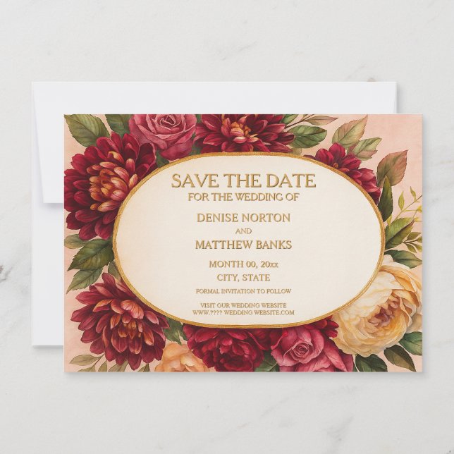 Blush Burgundy Floral Water Wedding (Rückseite)