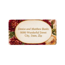 Blush Burgundy Floral Water Wedding Adressaufkleber