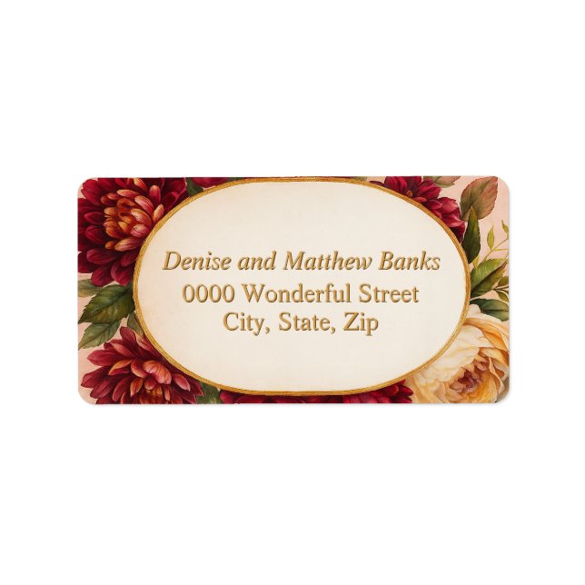 Blush Burgundy Floral Water Wedding Adressaufkleber (Vorne)