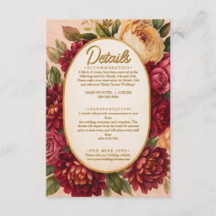 Blush Burgundy Floral Water Wedding Begleitkarte