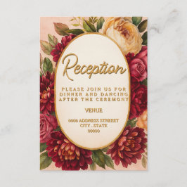 Blush Burgundy Floral Water Wedding Begleitkarte