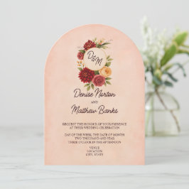 Blush Burgundy Floral Water Wedding Einladung