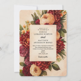 Blush Burgundy Floral Water Wedding Einladung