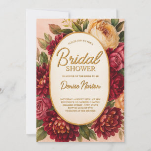 Blush Burgundy Floral Water Wedding Einladung