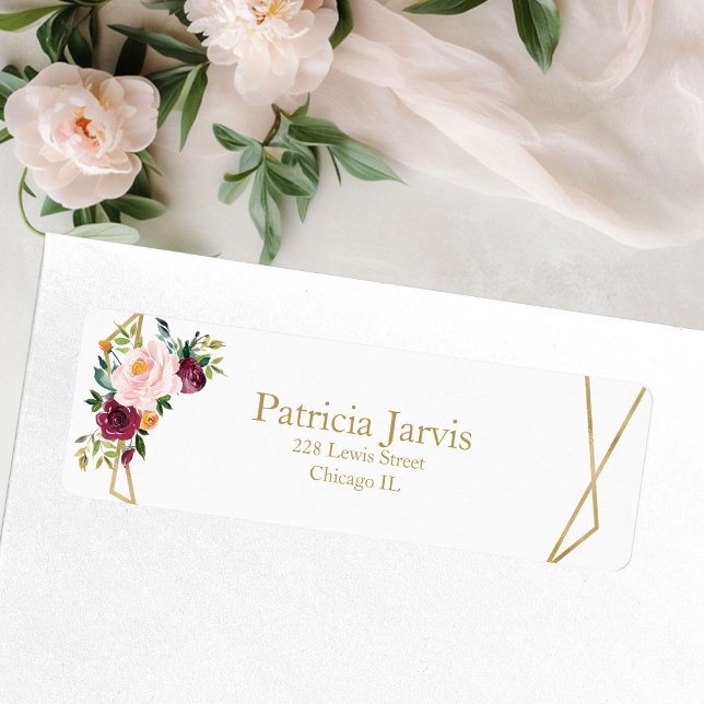 Blush Burgundy Gold Geometrie Wasserfarbenfloral (Von Creator hochgeladen)