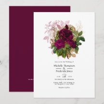 Blush Burgundy Gold Shabby Floral Wedding QR Code