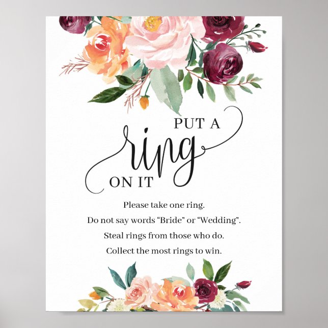 Blush burgundy Marigold setzte einen Ring auf das  Poster (Vorne)