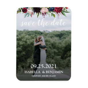 Blush Burgundy Navy Blue Floral Elegantes Foto Ger Magnet