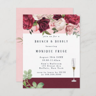 Blush Burgundy Peony Chic Brunch & Bubbly Einladun Einladung