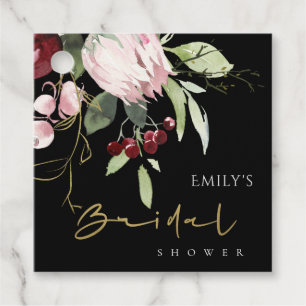 BLUSH BURGUNDY PROTEA FLORAL BRAUTPARTY GESCHENKANHÄNGER