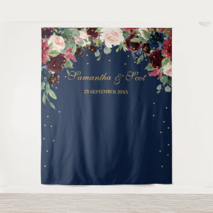 Blush burgundy rosa und blumenreiche Hochzeit der Wandteppich
