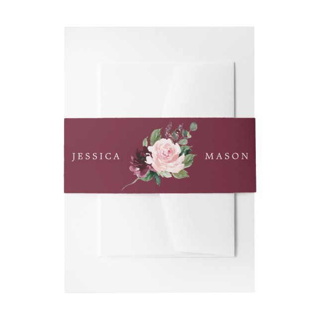 Blush Burgundy Wedding Invitation Bly Band (Vorderseite Beispiel)