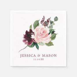 Blush Burgundy Wedding Napkin Cocktail Napkin Serviette