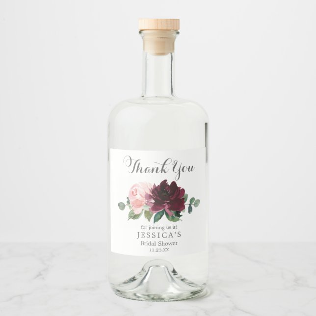 Blush Burgundy Weinflaschen Etikett (Vorderseite)