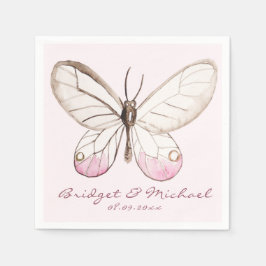 Blush Butterfly Personalisierter Hochzeitspapier N Serviette