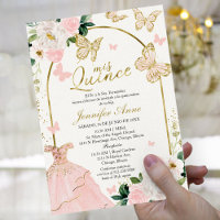 Blush Butterfly Spanish Quinceanera Einladungen