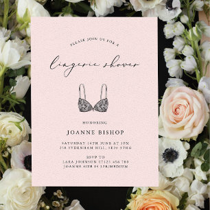 Blush Calligraphy Lingerie Brautparty Einladung