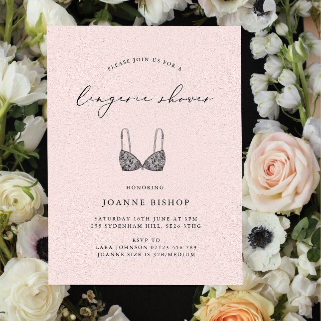 Blush Calligraphy Lingerie Brautparty Einladung (Von Creator hochgeladen)