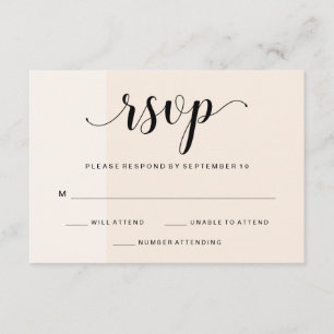 Blush Cascade   Subtile Stripes Wedding RSVP Karte