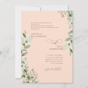 Blush Cascading Greenerity Wedding Beide Eltern In Einladung