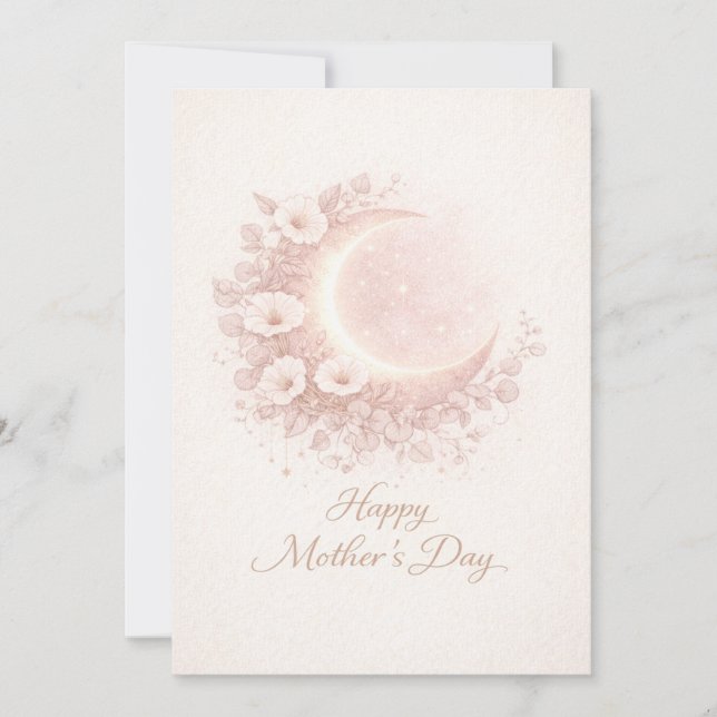 Blush Celestial Moon Floral Mother's Day Card Karte (Vorderseite)