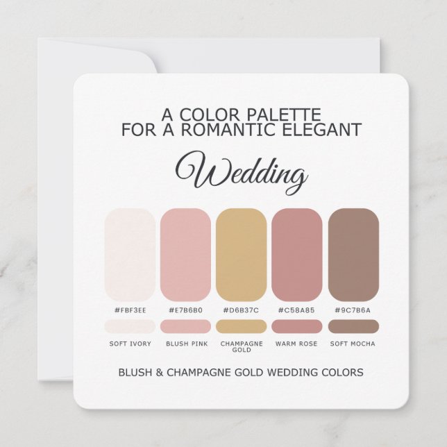 Blush Champagne Gold Wedding Color Palette Card Einladung (Vorderseite)
