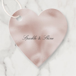 Blush Champagne Pink Glitzer Glam Streifen Geschenkanhänger