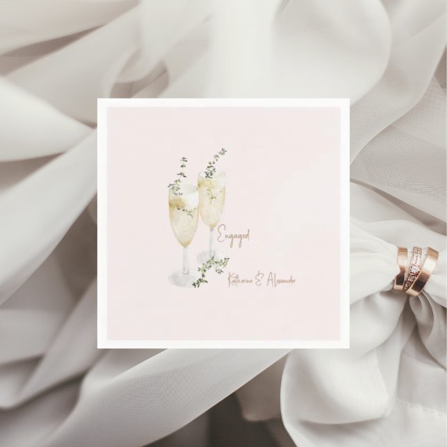 Blush Champagne Toast Engagement Party Serviette (Von Creator hochgeladen)