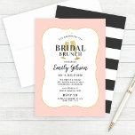Blush Champagne Toast mit Stripes Bridal Brunch Einladung<br><div class="desc">Lasst uns die Braut toasten! Das Design des Hochzeitsbrunch-Brautparty mit goldfarbenem Toasting-Champagner/Mimosa-Glasflöten und weichem schwarzem Text,  der für Ihre Veranstaltung personalisiert sein kann. Ein dekorativer,  rot-rosa Rahmen (kann individuell angepasst werden) umgibt das Einladen und ein Muster aus breiten,  weichen schwarz-weißen Streifen zieht sich auf die Rückseite der Karte.</div>
