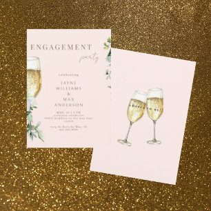 Blush Cheers to Us Champagner Verlobungsfeier Einladung