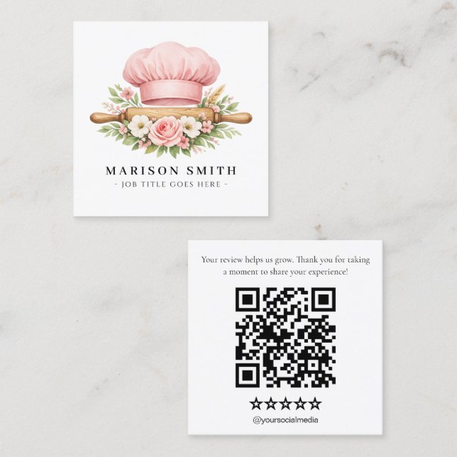 Blush Chef Backgrund Essentials  Quadratische Visitenkarte (Vorne/Hinten)