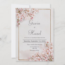 Blush Cherry Blossom Romantische Hochzeit Einladung