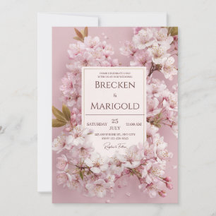 Blush Cherry Blossom Wedding Einladung