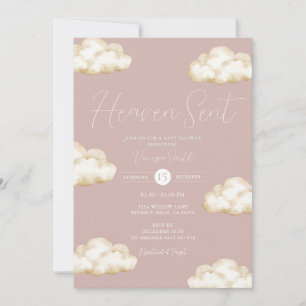 Blush Cloud Heaven Sent Baby Shower Party Einladung