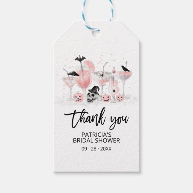 Blush Cocktails Halloween Brautparty Danke Geschenkanhänger (Vorderseite)