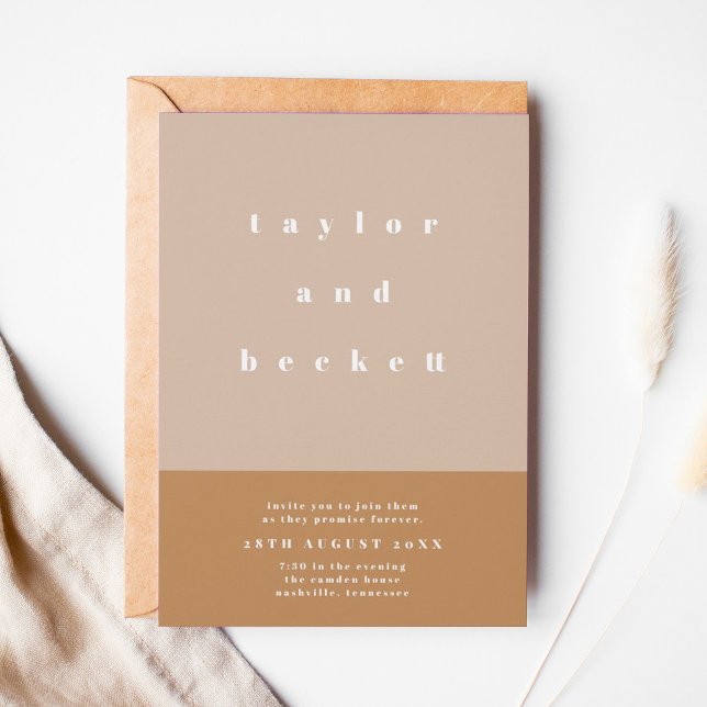 Blush Color Block Einladung zur Hochzeit (Von Creator hochgeladen)