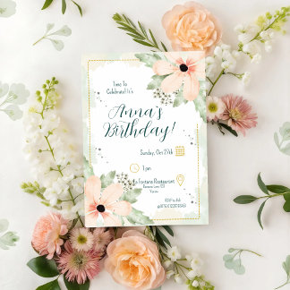 Blush Coneflower Watercolor Florals Geburtstag Einladung