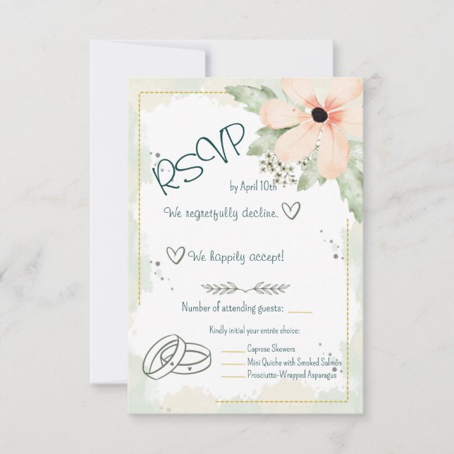 Blush Coneflower Watercolor Florals RSVP Karte (Vorderseite)