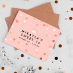 Blush Confetti Crown Sweet 16 Geburtstagsparty<br><div class="desc">Chic Sweet 16 Postcard Einladung in rot rosa mit Konfetti in Rosa,  Weiß und Rose Goldfolie bedruckt. Sweet 16 Einladung Postkarte personalisiert mit dem Namen des Geburtstagsmädchens unter einer Rose Goldprinzessin Krone.</div>