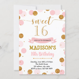 Blush Confetti Einladung zum 16. Geburtstag