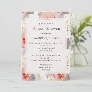Blush Coral Grau Brautparty Einladung
