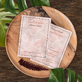 Blush Coral Pink Marble Stone Art Display Card Visitenkarte