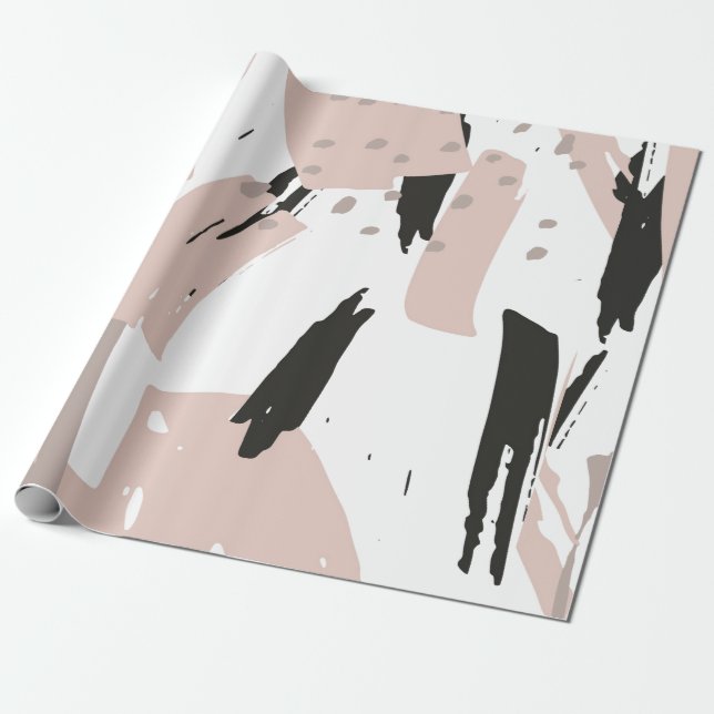 Blush Crash Modern Abstrakt Brush Strokes Geschenkpapier (Ungerollt)